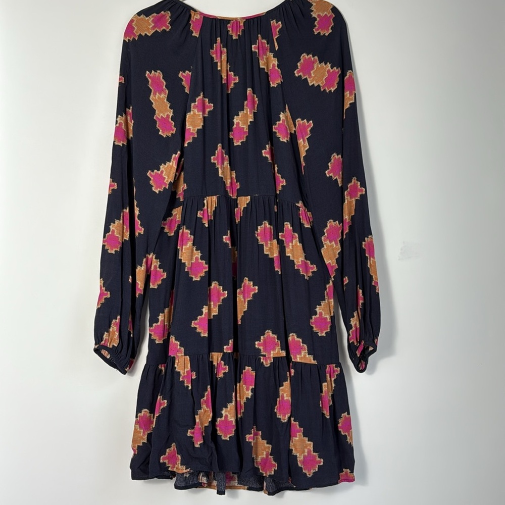 Anthropologie Navy and Pink‎ Balloon Sleeve dress - Size Medium NWOT - Picture 11 of 12